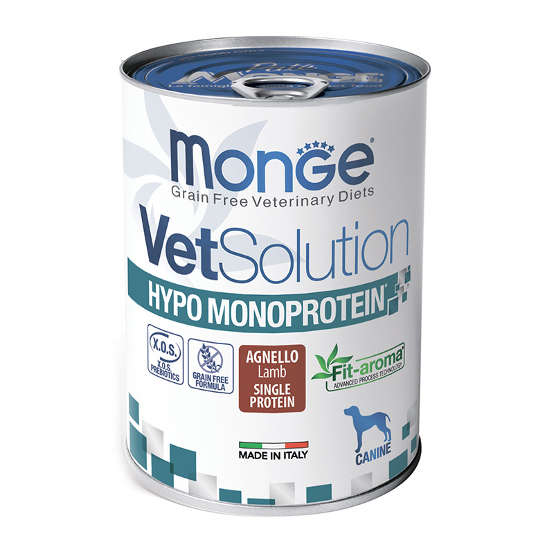 Monge VetSolution Dog Hypo Monoprotein Lamb, диета для собак Гипо монопротеин с ягненком, банка 400 г