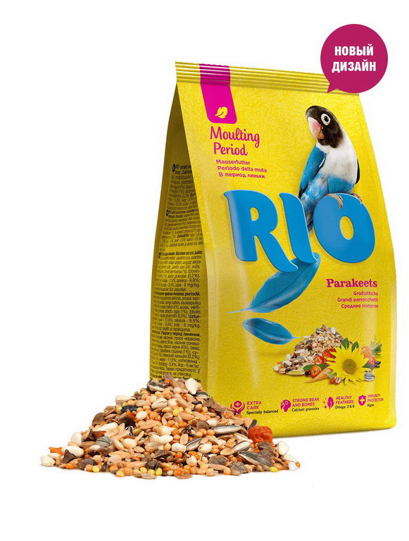 Корм RIO для средних попугаев в период линьки 500 г