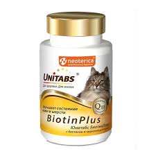 Юнитабс BiotinPlus c биотином и таурином для кошек 200 таблеток 